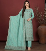 Pure Voksi Voile Cotton Full Embroidery 3-Piece Mint Green | প্রিমিয়াম কটন থ্রি-পিস